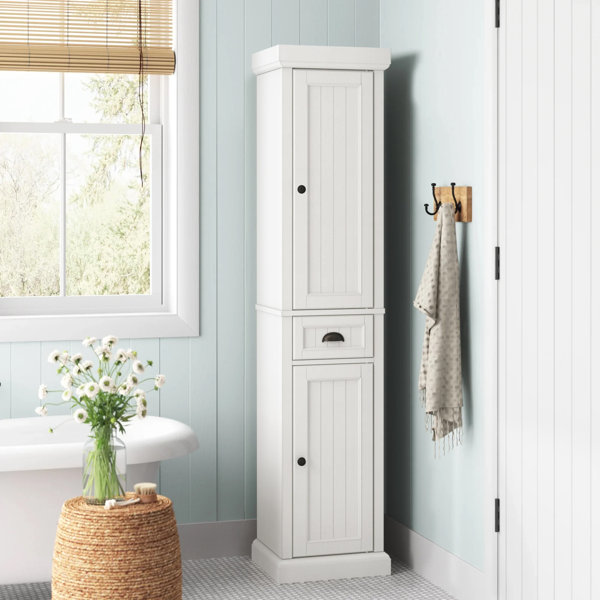 Freestanding linen deals cabinet with hamper